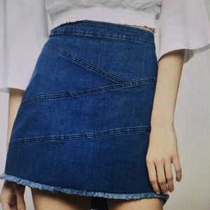 BCBGeneration Frayed Denim Mini skirt